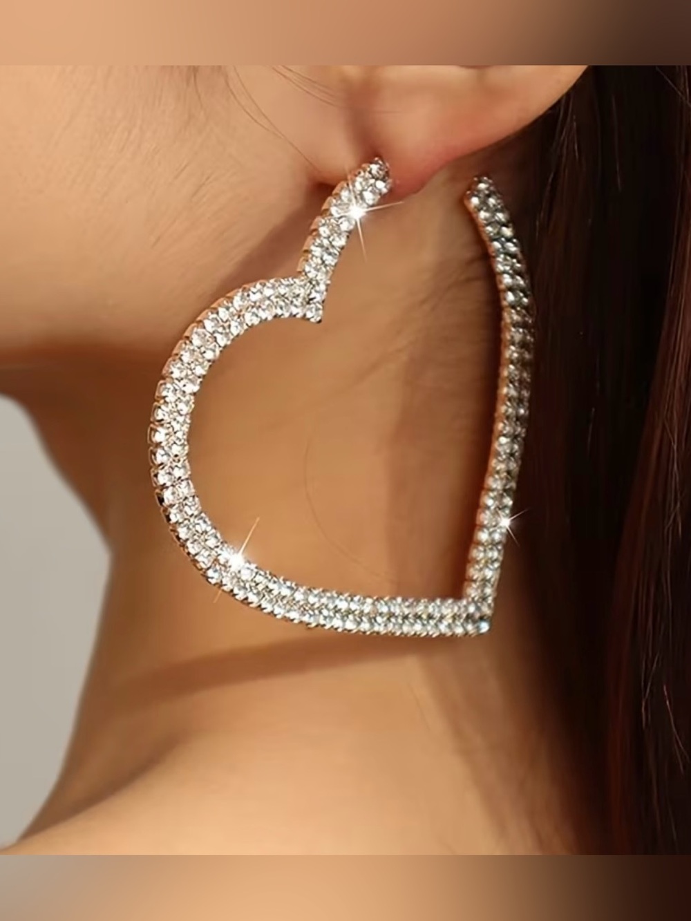 NEW! Crystal Heart Hoop Earrings - Silver Sparkle. Statement Heart Earrings ❤️‍🔥